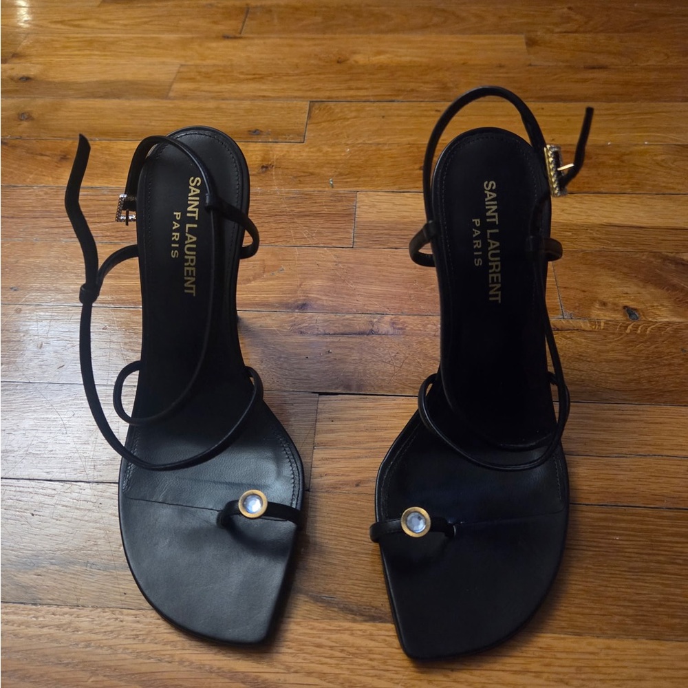 Saint Laurent Never Worn Black Strappy Heels